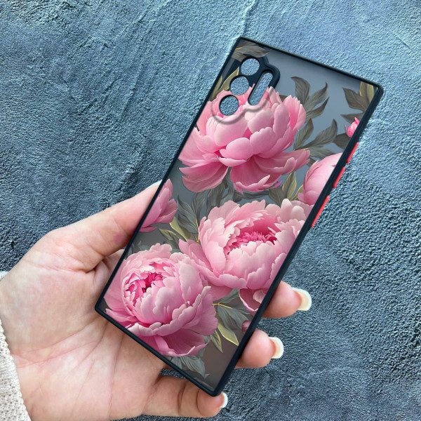 Чехол для Samsung Galaxy Note 10 Plus с защитой камеры с цветами пионами крупными