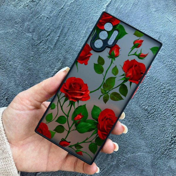 Чехол для Samsung Galaxy Note 10 Plus с защитой камеры с цветами красные розы