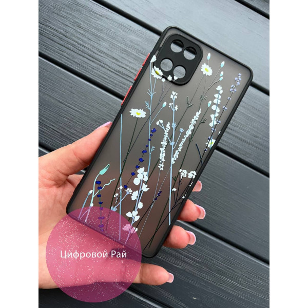 Чохол для Samsung Galaxy Note 10 Lite (A81) з захистом камери з квітами польовими з чорним бортиком 