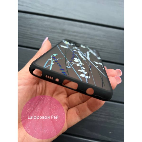 Чехол для Samsung Galaxy Note 10 Lite (A81) с защитой камеры с полевыми цветами с черным бортиком
