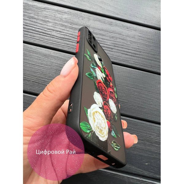 Чехол для Samsung Galaxy M31 пионы красные и белые.