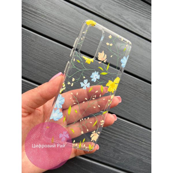 Чехол для Samsung Galaxy S20 цветы противоударный прозрачный силиконовый чехол
