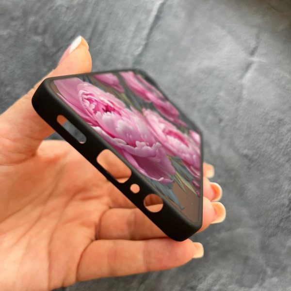 Чехол для Samsung Galaxy A07 с защитой камеры с цветами пионами крупными