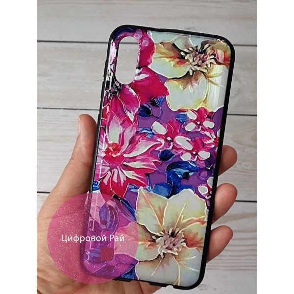 Чехол для Samsung Galaxy A10 (A105F) пластиковый чехол с цветами