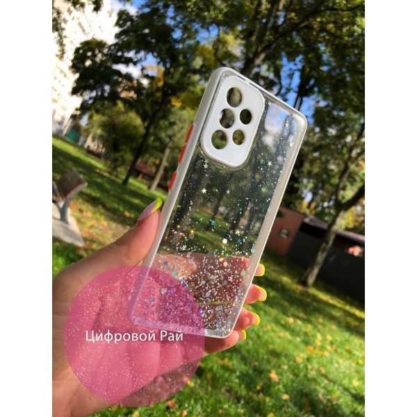 Чехол для Samsung Galaxy A53 5G силикон белый с блестками