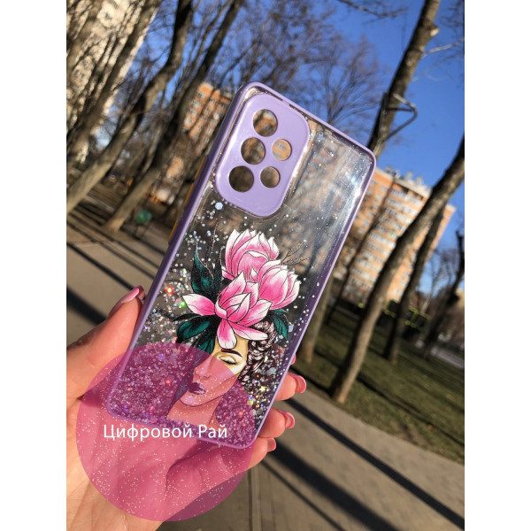 Чохол для Samsung Galaxy A53 5G силікон з блискітками та дівчинкою