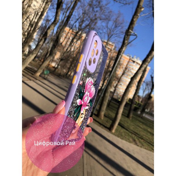 Чохол для Samsung Galaxy A53 5G силікон з блискітками та дівчинкою