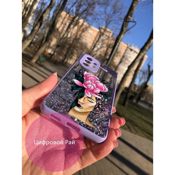 Чохол для Samsung Galaxy A53 5G силікон з блискітками та дівчинкою