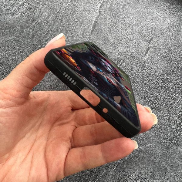 Чехол для Samsung Galaxy A53 5G с защитой камеры девушка Санта-Муэрте и листьями