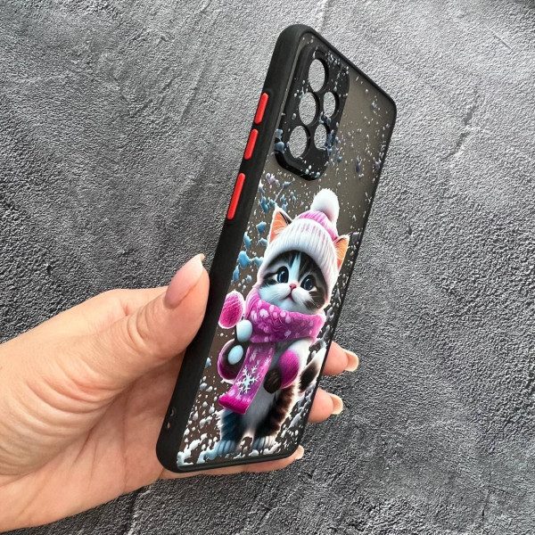 Чохол для Samsung Galaxy A72 4G / A72 5G з захистом камери зимовий котик
