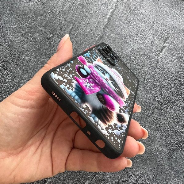 Чехол для Samsung Galaxy A72 4G / A72 5G с защитой камеры зимний котик
