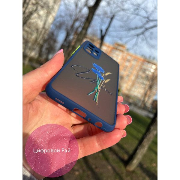 Чехол для Samsung Galaxy A32 (A325F) 4G патриотический с волошкой темно-синий бортик