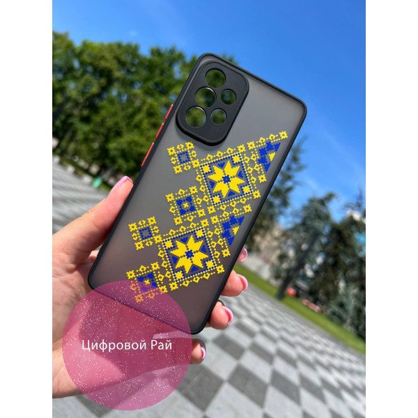 Чохол для Samsung Galaxy A53 5G синьо-жовта вишиванка рушник