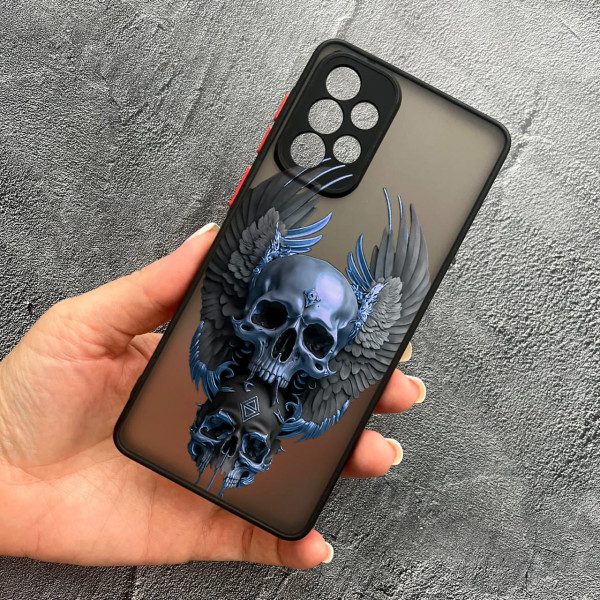 Чехол для Samsung Galaxy A72 4G / A72 5G с защитой камеры с черепом и крыльями