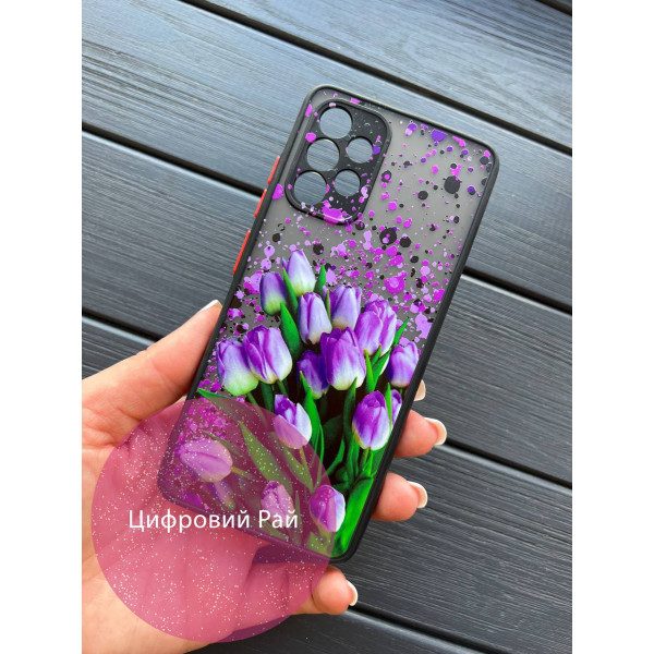 Чехол для Samsung Galaxy A32 (A325F) 4G фиолетовые тюльпаны