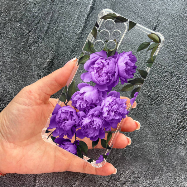 Чохол для Samsung Galaxy A52 4G / A52 5G лавандові півонії протиударний прозорий силіконовий чохол