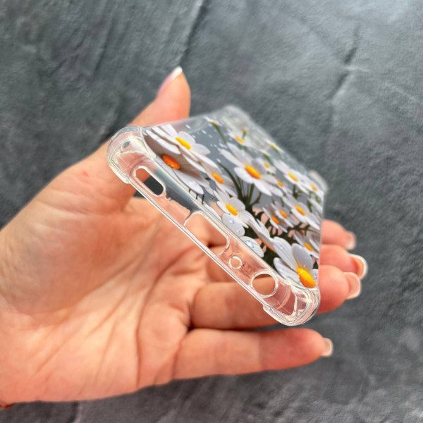 Чехол для Samsung Galaxy A52 4G / A52 5G ромашки белые противоударный прозрачный силиконовый чехол