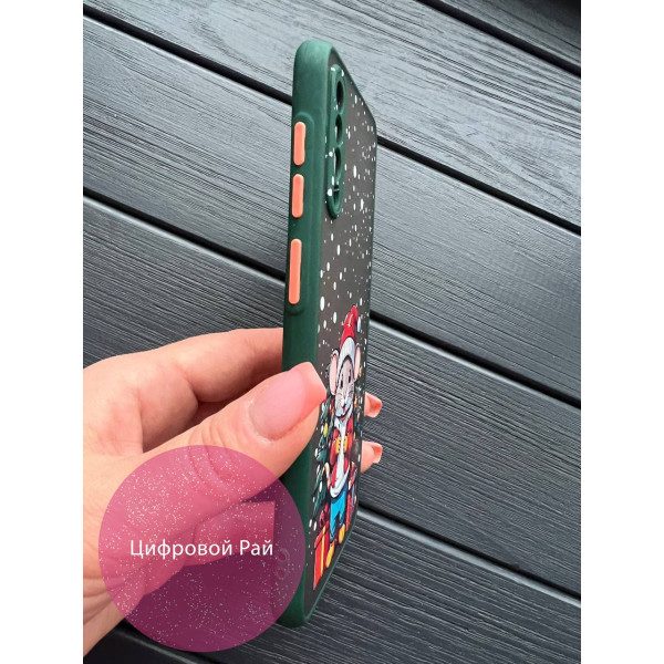 Чехол для Samsung Galaxy A50 (A505F) / A50s / A30s новогодний с мышкой с зеленым бортиком