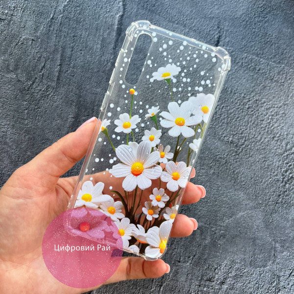 Чехол для Samsung Galaxy A50 (A505F) / A50s / A30s ромашки белые противоударный прозрачный силиконовый чехол