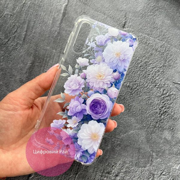 Чехол для Samsung Galaxy A50 (A505F) / A50s / A30s лавандовые пионы нежные противоударный прозрачный силиконовый чехол