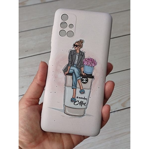 Чехол для Samsung Galaxy M51 девочка с кофе