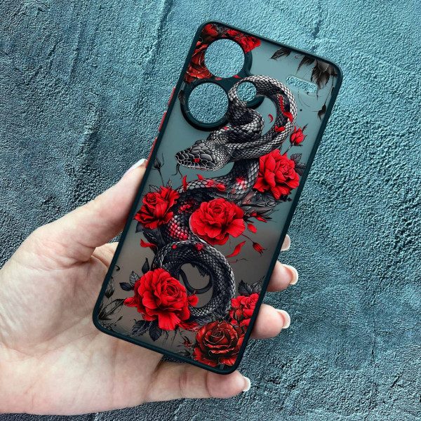Чехол для Xiaomi Redmi Note 13 Pro Plus змея в цветах