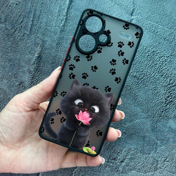 Чехол для Xiaomi Redmi Note 13 Pro Plus котик с цветком