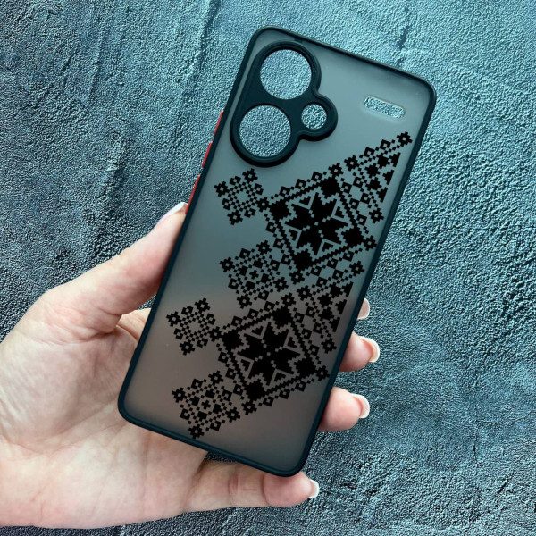 Чохол для Xiaomi Redmi Note 13 Pro Plus вишиванка чорна українська