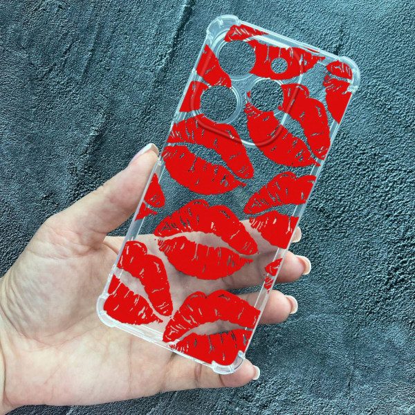 Чехол для Tecno Spark 20C / Tecno Spark GO 2024 красные губы противоударный прозрачный силиконовый чехол