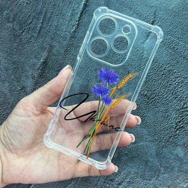 Чохол для Tecno Spark 20C / Tecno Spark GO 2024 патріотичний з волошкою протиударний прозорий силіконовий чохол