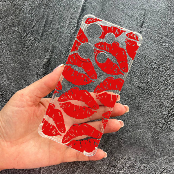 Чохол для Xiaomi Redmi Note 13 Pro 4G / Poco M6 Pro 4G / Xiaomi Redmi Note 14S з захистом камери червоні губи 