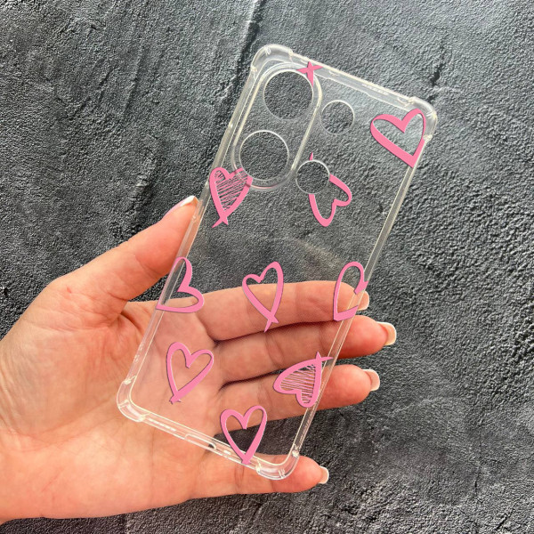 Чохол для Xiaomi Redmi Note 13 Pro 4G / Poco M6 Pro 4G / Xiaomi Redmi Note 14S з захистом камери рожеві сердечка