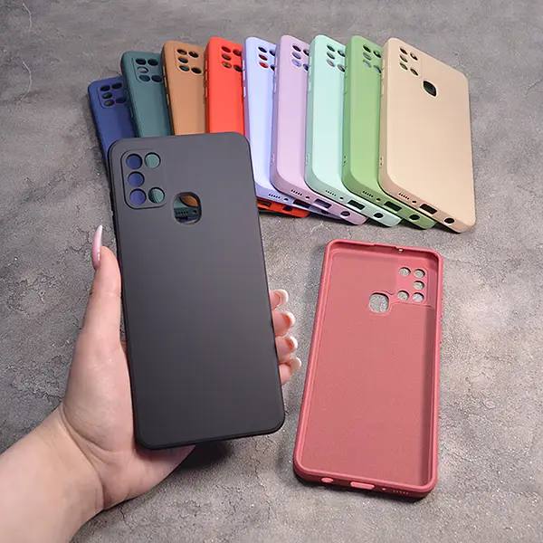 Однотонный чехол для Samsung Galaxy A21s с soft-touch покрытием и микрофиброй внутри