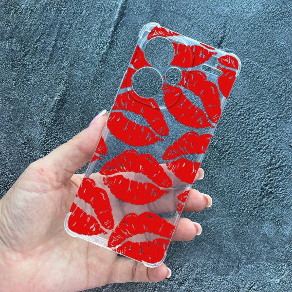 Чехол для Xiaomi Redmi Note 13 Pro Plus красные губы противоударный прозрачный силиконовый чехол