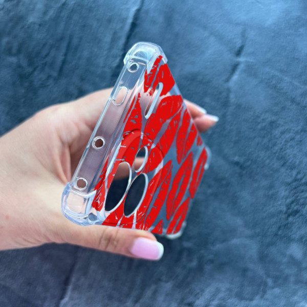 Чехол для Xiaomi Redmi Note 13 Pro Plus красные губы противоударный прозрачный силиконовый чехол