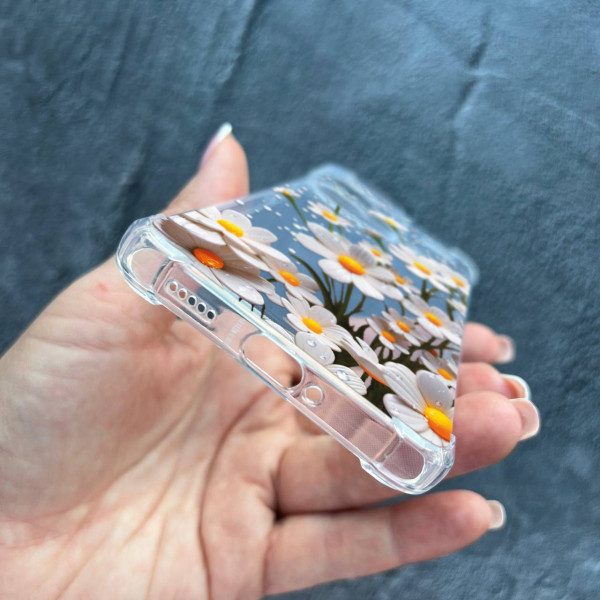 Чехол для Xiaomi Redmi Note 13 Pro Plus ромашки белые противоударный прозрачный силиконовый чехол