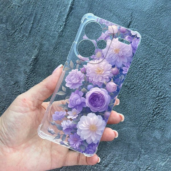 Чехол для Xiaomi Redmi Note 13 Pro Plus лавандовые пионы нежные противоударный прозрачный силиконовый чехол