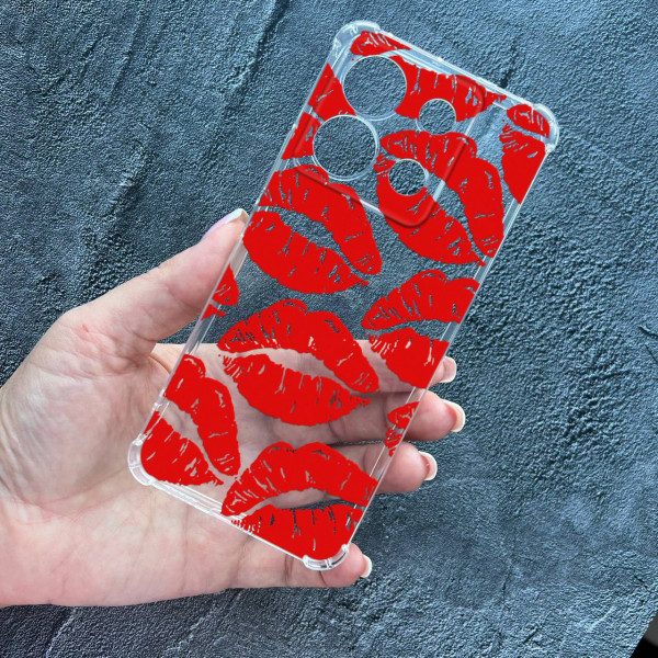 Чехол для Xiaomi Redmi Note 13 Pro 5G / Xiaomi Poco X6 5G красные губы противоударный прозрачный силиконовый чехол