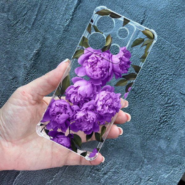 Чехол для Xiaomi Redmi Note 13 Pro 5G / Xiaomi Poco X6 5G лавандовые пионы противоударный прозрачный силиконовый чехол