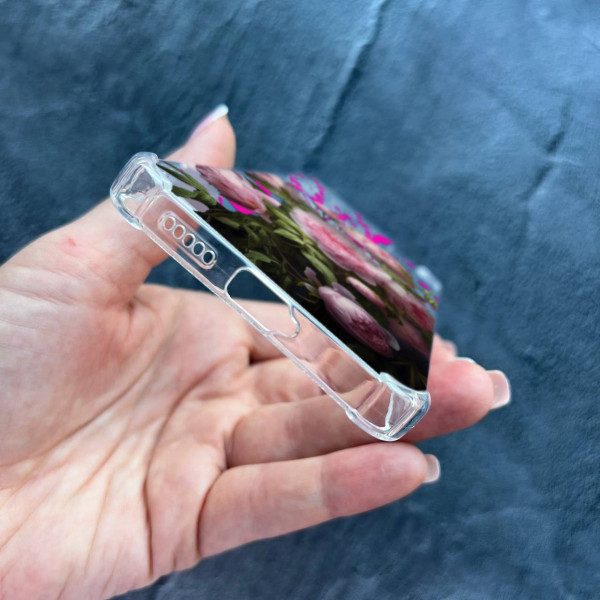 Чехол для Xiaomi Redmi Note 13 Pro 5G / Xiaomi Poco X6 5G розовые пионы противоударный прозрачный силиконовый чехол