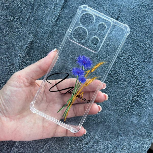 Чехол для Xiaomi Redmi Note 13 Pro 5G / Xiaomi Poco X6 5G патриотический с волошкой противоударный прозрачный силиконовый чехол