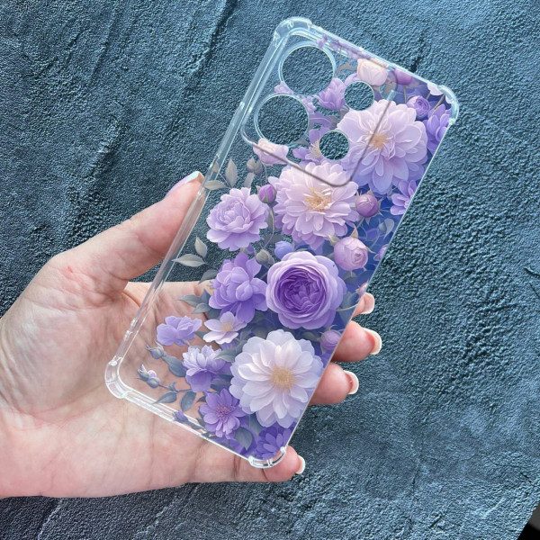 Чехол для Xiaomi Redmi Note 13 Pro 5G / Xiaomi Poco X6 5G лавандовые пионы нежные противоударный прозрачный силиконовый чехол