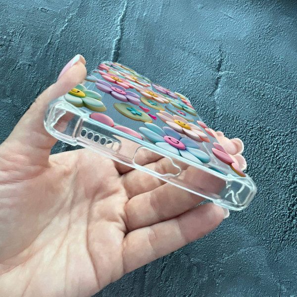 Чохол для Xiaomi Redmi Note 12 Pro Plus квіти-смайлики протиударний прозорий силіконовий чохол