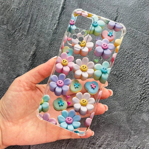 Чохол для Xiaomi Redmi Note 11 Pro / Redmi Note 12 Pro 4G квіти-смайлики протиударний прозорий силіконовий чохол