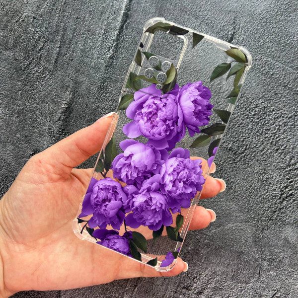 Чохол для Xiaomi Redmi Note 11 Pro / Redmi Note 12 Pro 4G лавандові півонії протиударний прозорий силіконовий чохол