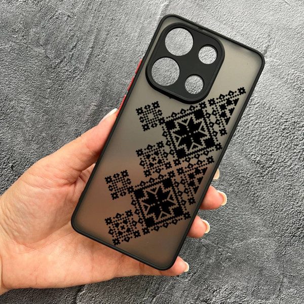 Чохол для Xiaomi Redmi Note 13 4G вишиванка чорна українська