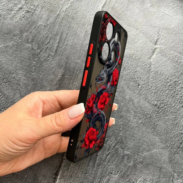 Чехол для Xiaomi Redmi Note 13 4G змея в цветах