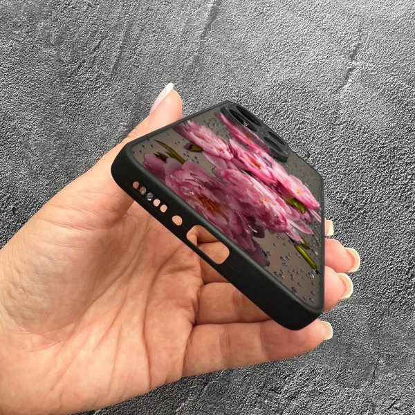 Чехол для Xiaomi Redmi Note 13 4G пионы с каплями