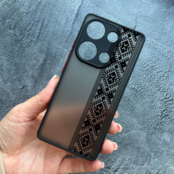 Чохол для Xiaomi Redmi Note 13 Pro 4G / Poco M6 Pro 4G / Xiaomi Redmi Note 14S з захистом камери вишиванка чорна оригінальна