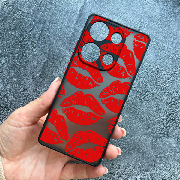 Чохол для Xiaomi Redmi Note 13 Pro 4G / Poco M6 Pro 4G / Xiaomi Redmi Note 14S з захистом камери червоні губи